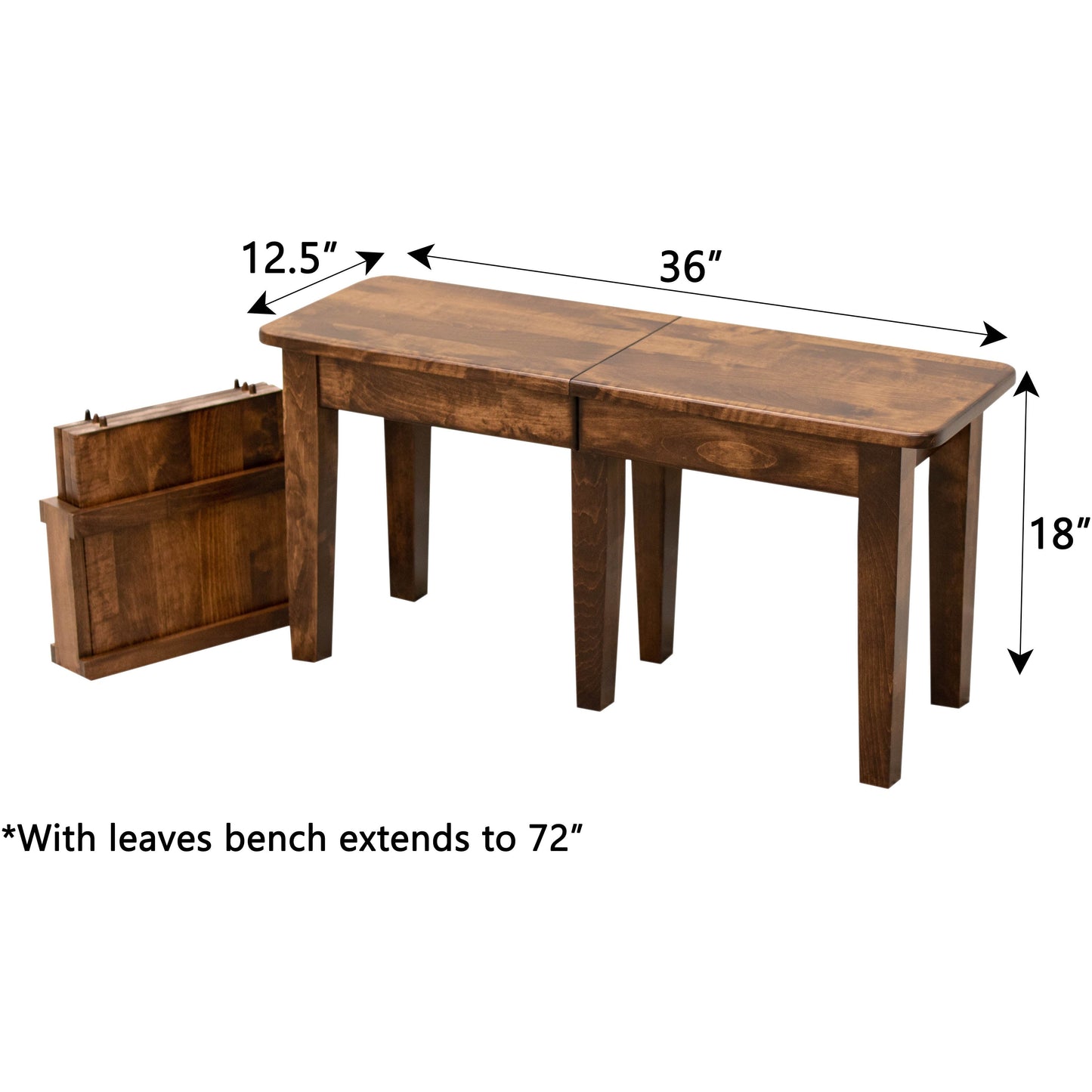 Shaker Expandable Bench, 3' to 6'