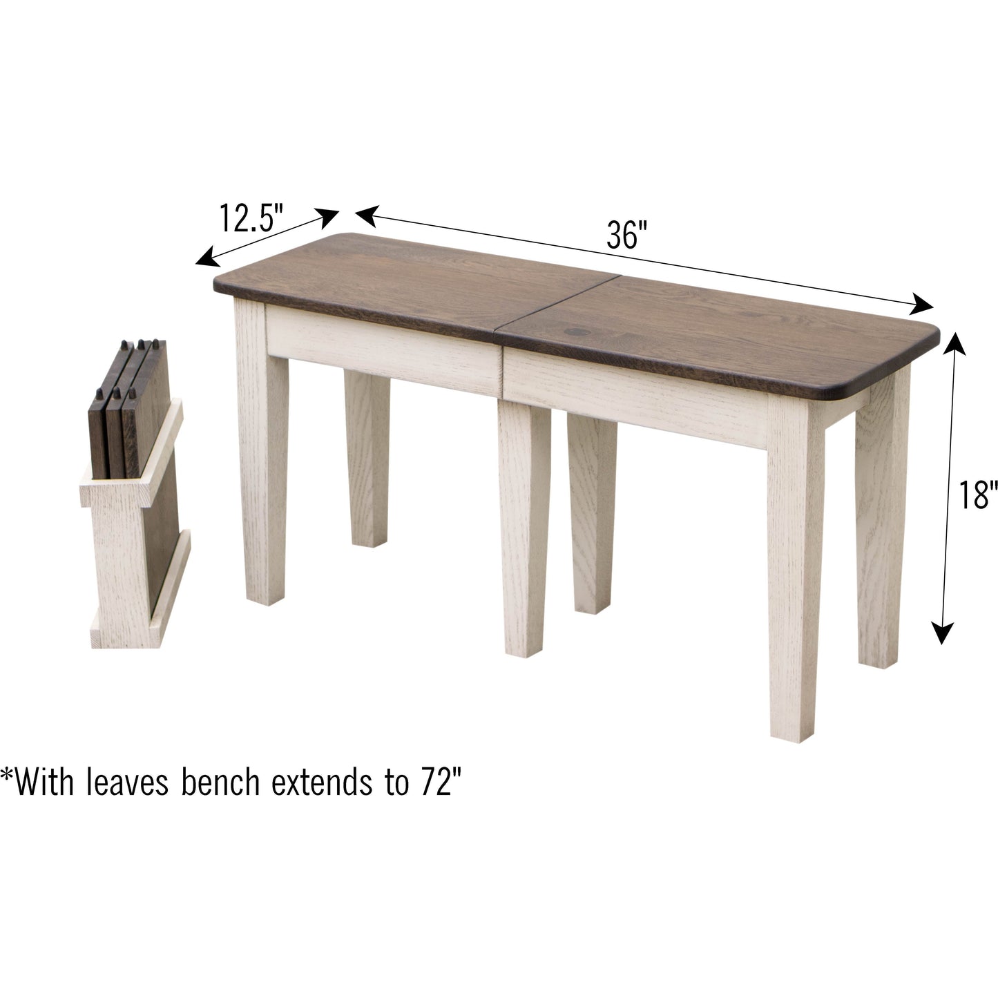 Shaker Expandable Bench, 3' to 6'