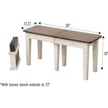 Shaker Expandable Bench, 3' to 6'