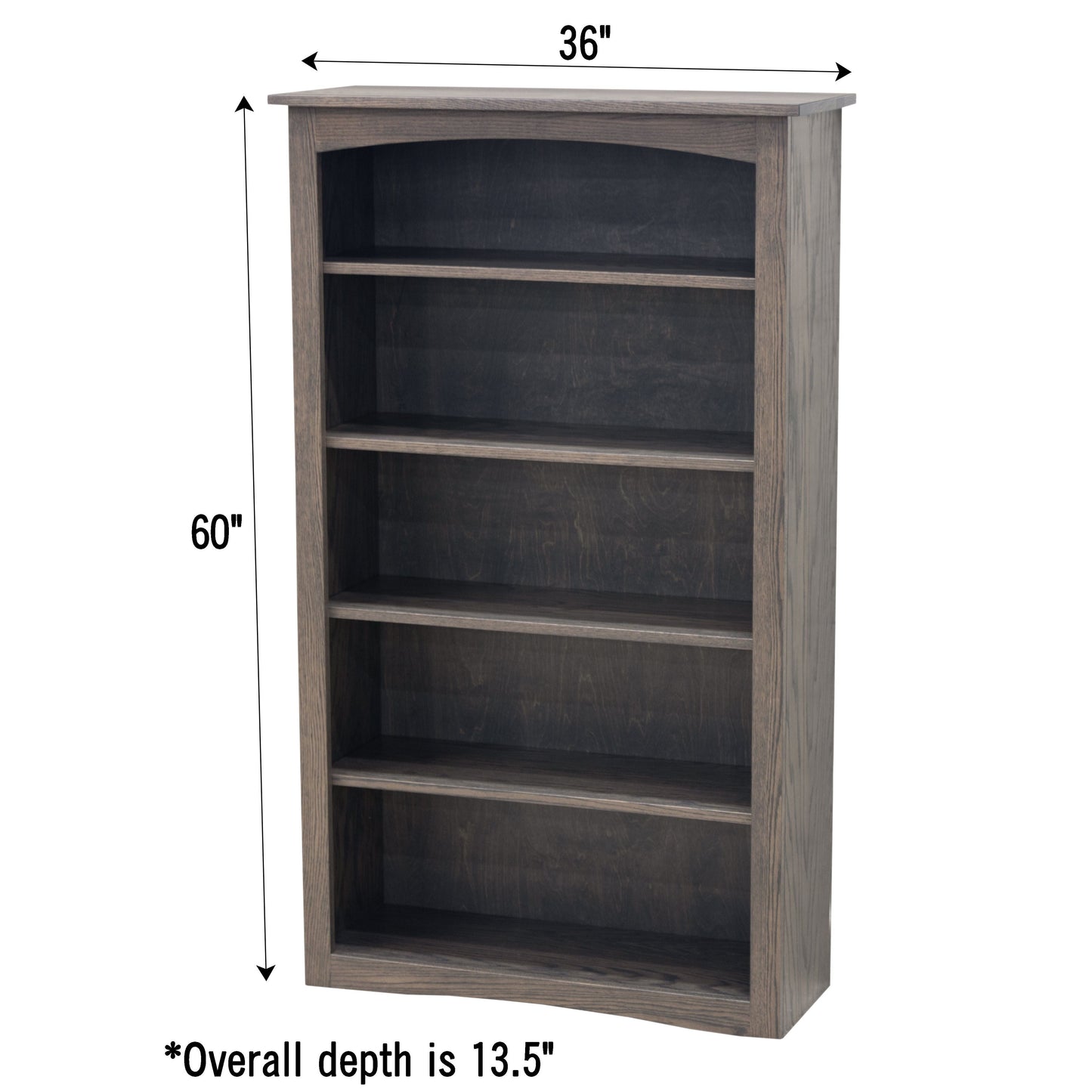 Shaker Solid Wood Bookcase, 60"