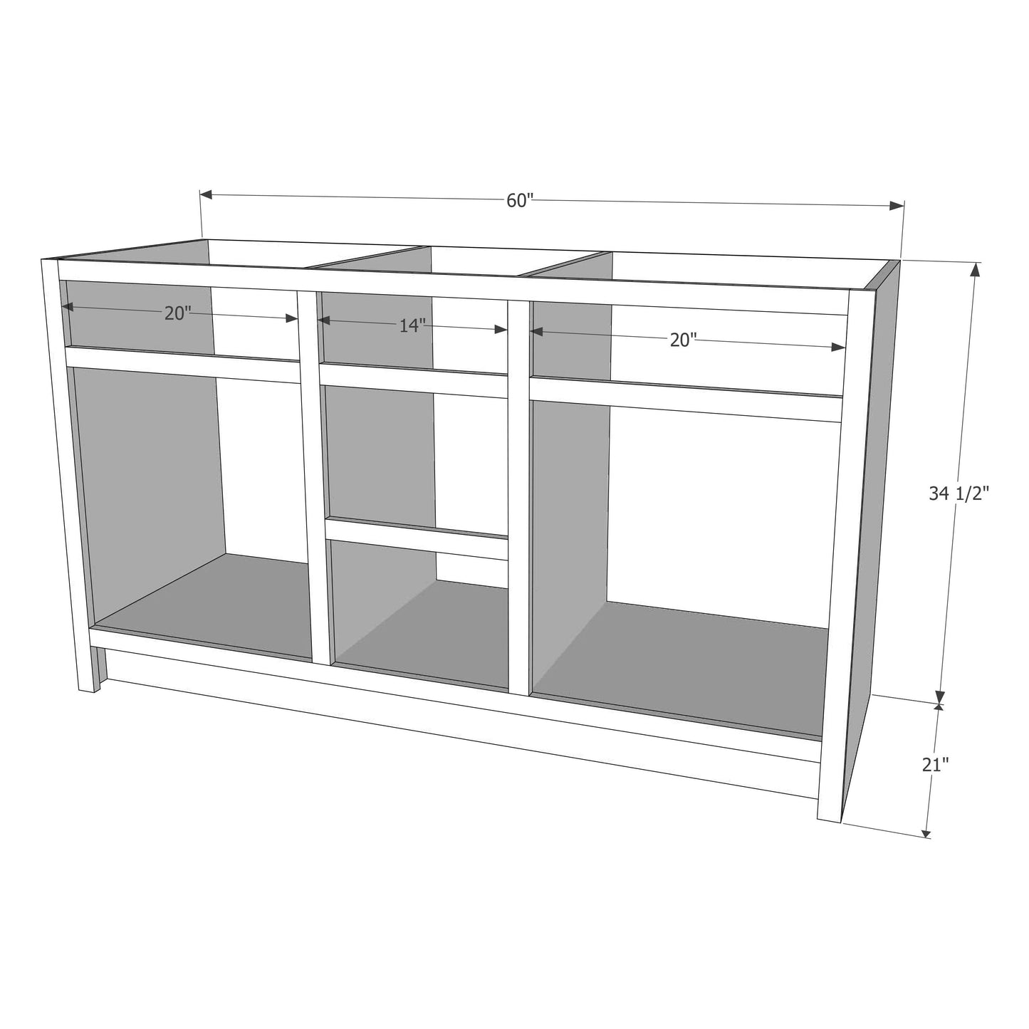 Shaker 60" Double Bowl Vanity