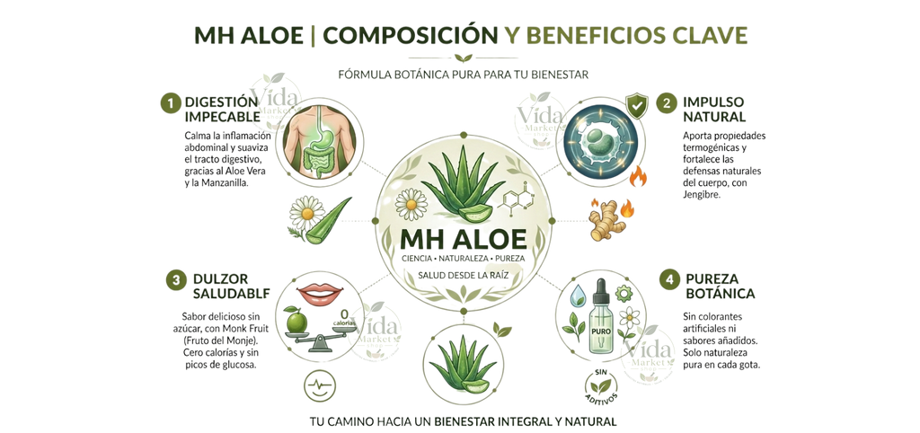 MH ALOE® | Aloe; Jengibre; Manzanilla; Monk Fruit