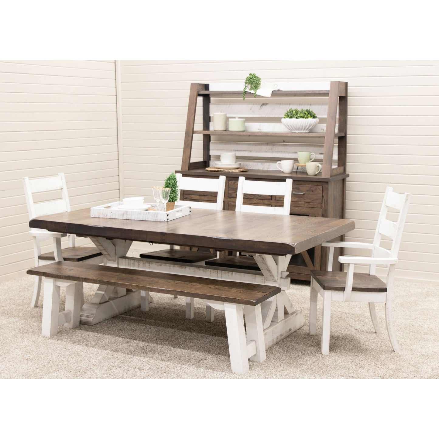 Farmhouse Wine Buffet with Hutch Topper - OVERSTOCK DISCOUNT