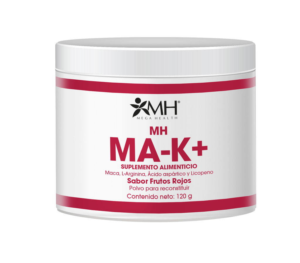 MA-K+® | Inulina de agave, L-Arginina, Ácido aspartico, Raíz de maca, Cafeina (proveniente del guaraná) y Licopeno
