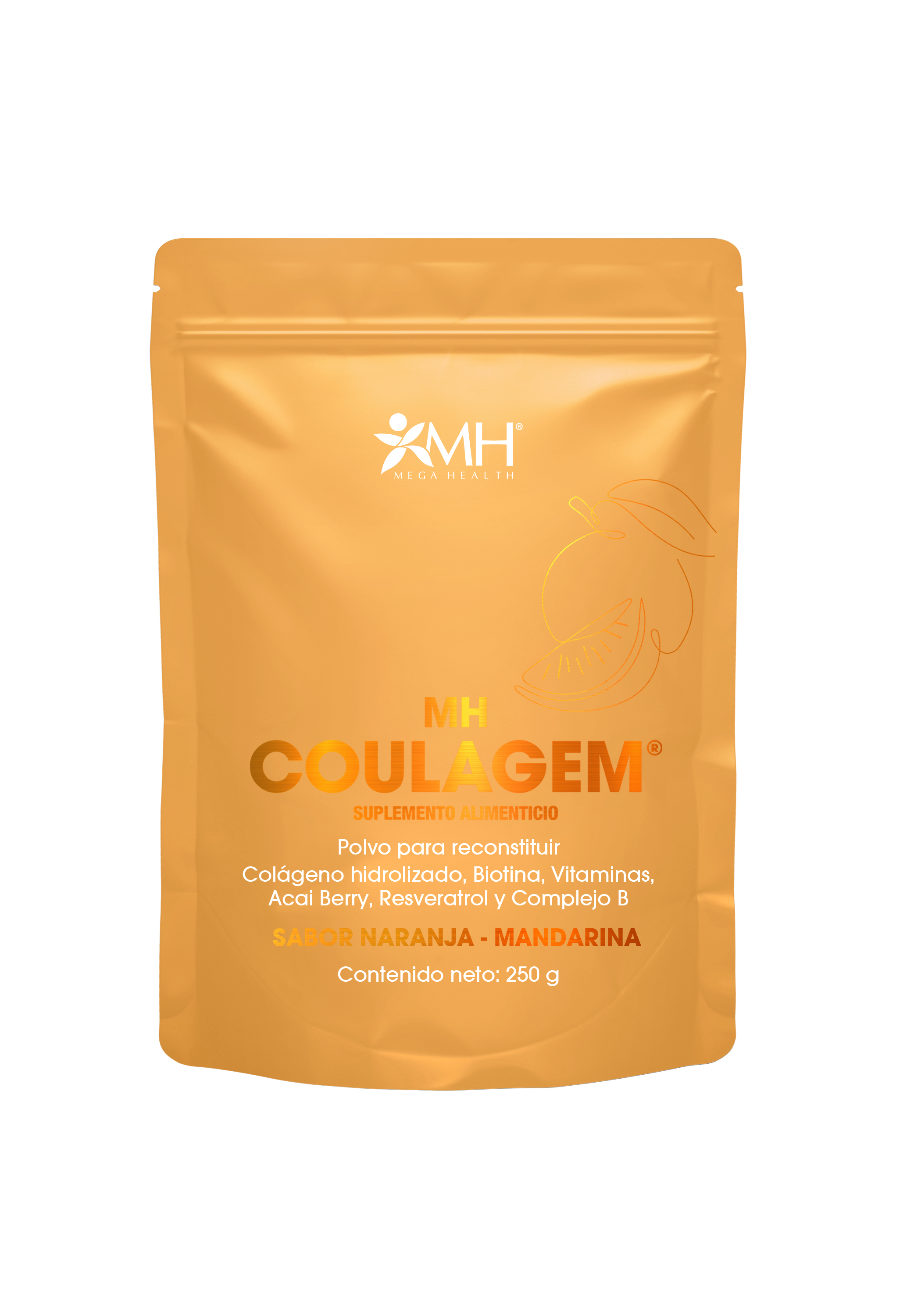 MH COULAGEM | Colágeno hidrolizado; Biotina; Vitamina C (Ácido ascórbico); Acai Berry (Ezuterpe oleracea); Resveratrol; Complejo B