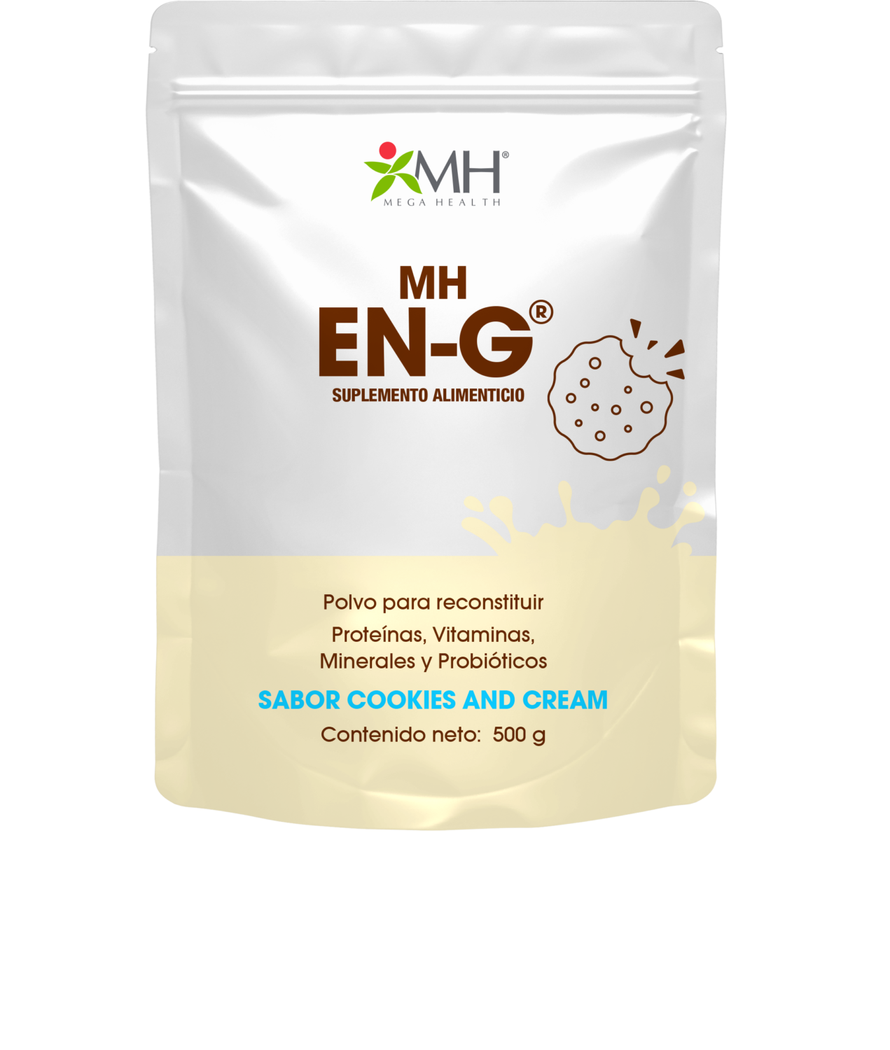 MH EN-G® | Proteina aislada de soya, Casepina micelar, Fibra de maltodextrina, Jalea real, Vitaminas y Minerales.