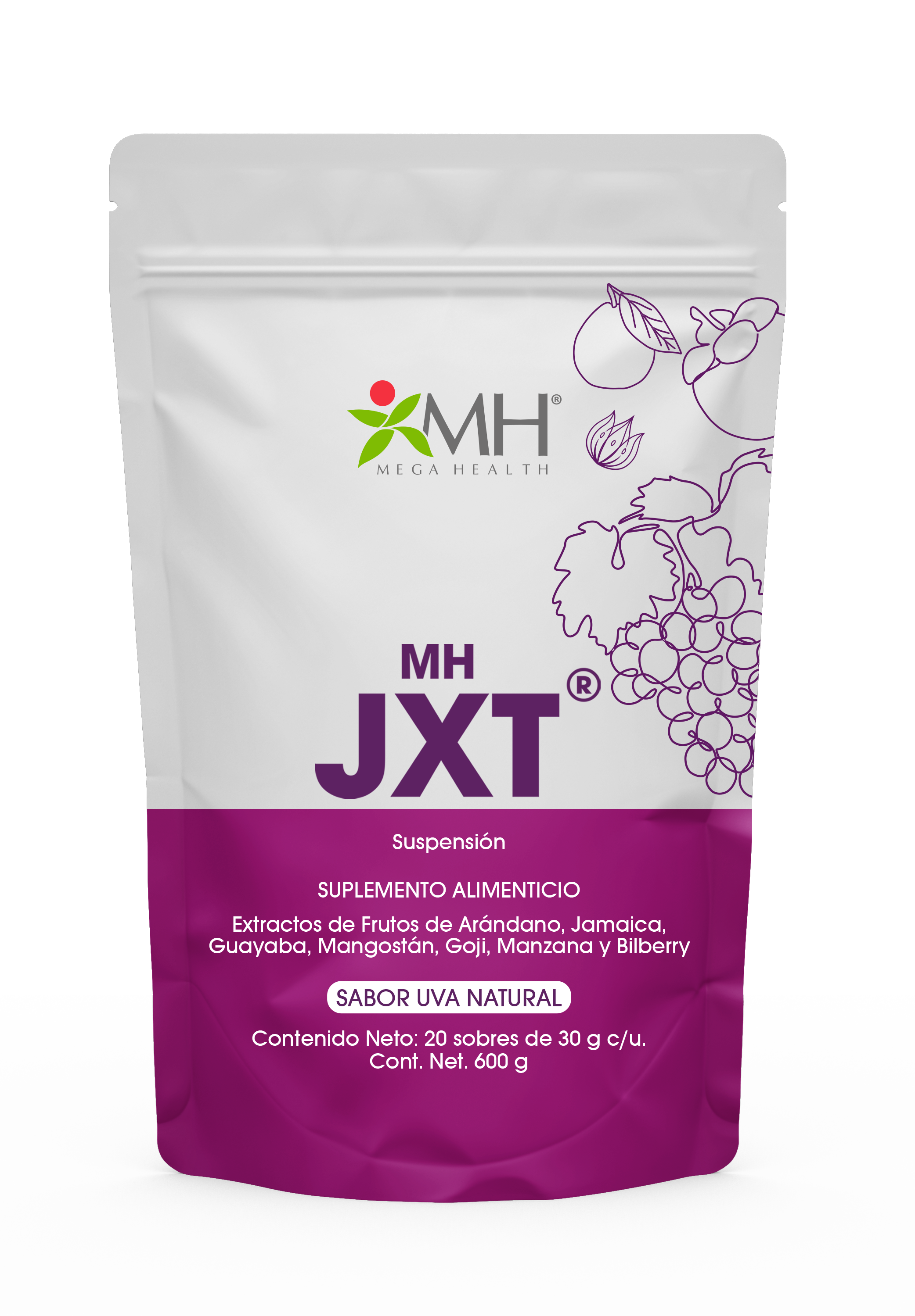 MH JXT® | Fruto de arándano; Flor de Jamaica, de guayaba; Fruto de Mangostán; Fruto de Goji; Fibra de Manzana; Fruto de Bilberry