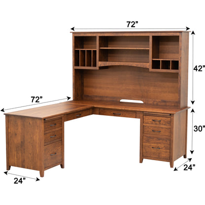 Manhattan L Desk with Hutch Top