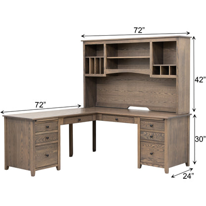 Manhattan L Desk with Hutch Top