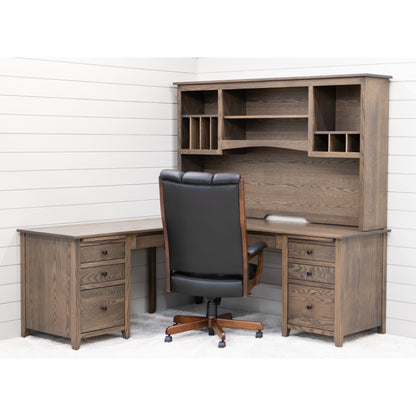 Manhattan L Desk with Hutch Top