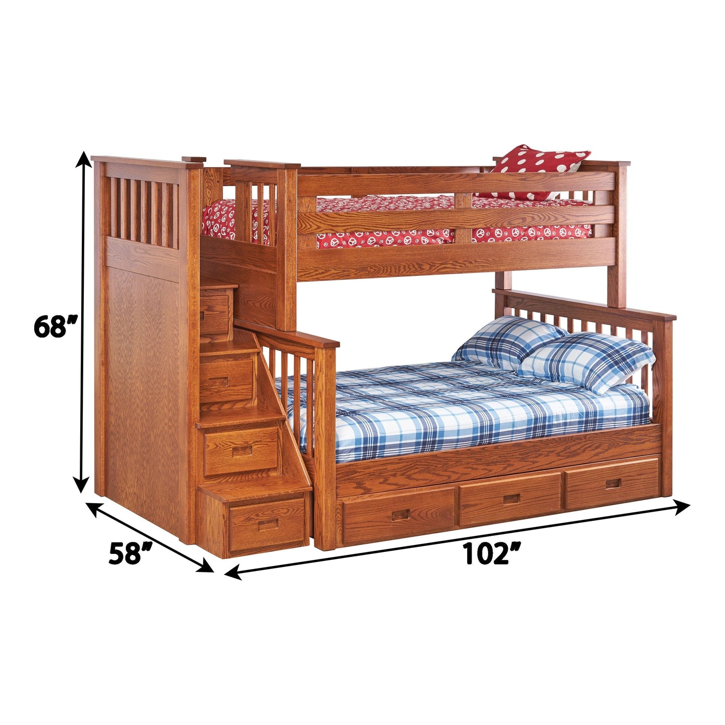 Mission Twin Over Full Bunk Bed with Step Unit