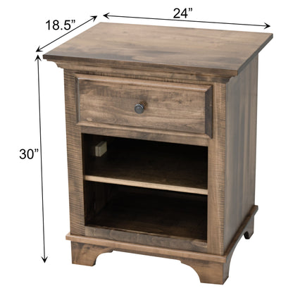 Miranda 1-Drawer, Open Nightstand