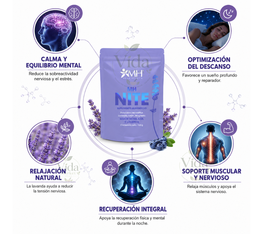 MH NITE® | GABA, Lavanda, Glicinato de magnesio.