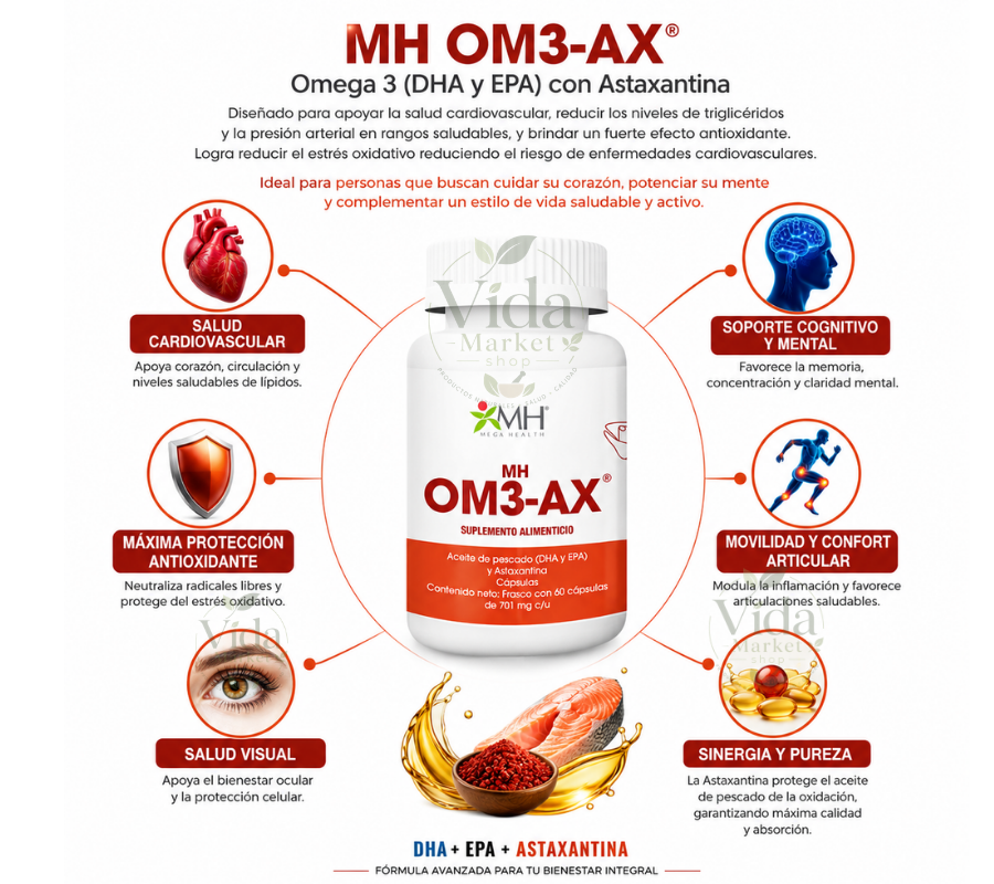 MH OM3-AX® | Omega 3 (DHA y EPA) con Astaxantina