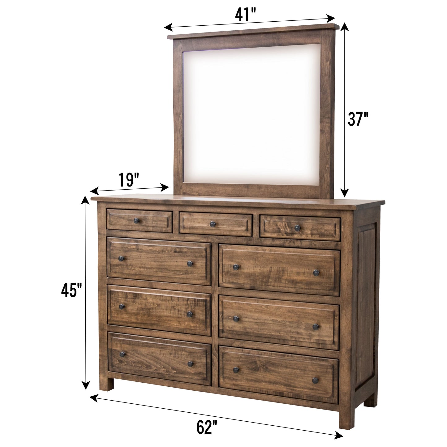 Savannah Rustic 9-Drawer Tall Dresser