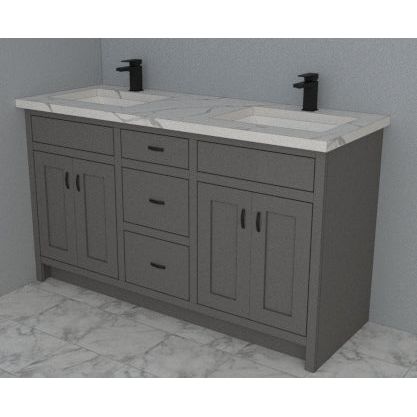 Shaker 60" Double Bowl Vanity