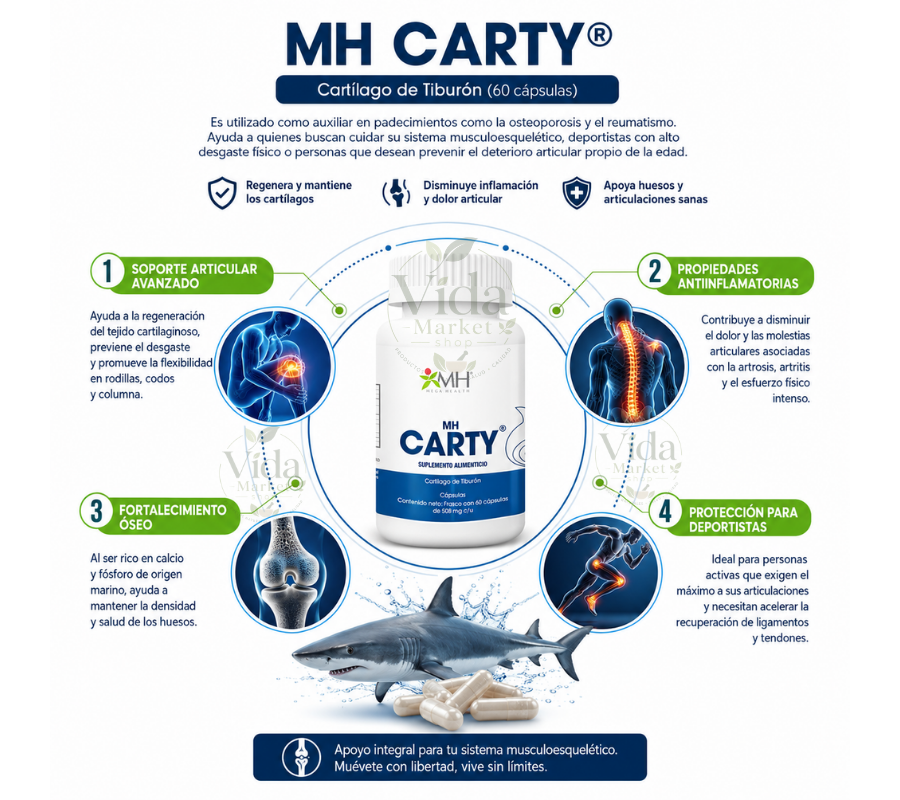 MH CARTY® – Cartílago de Tiburón (60 cápsulas)